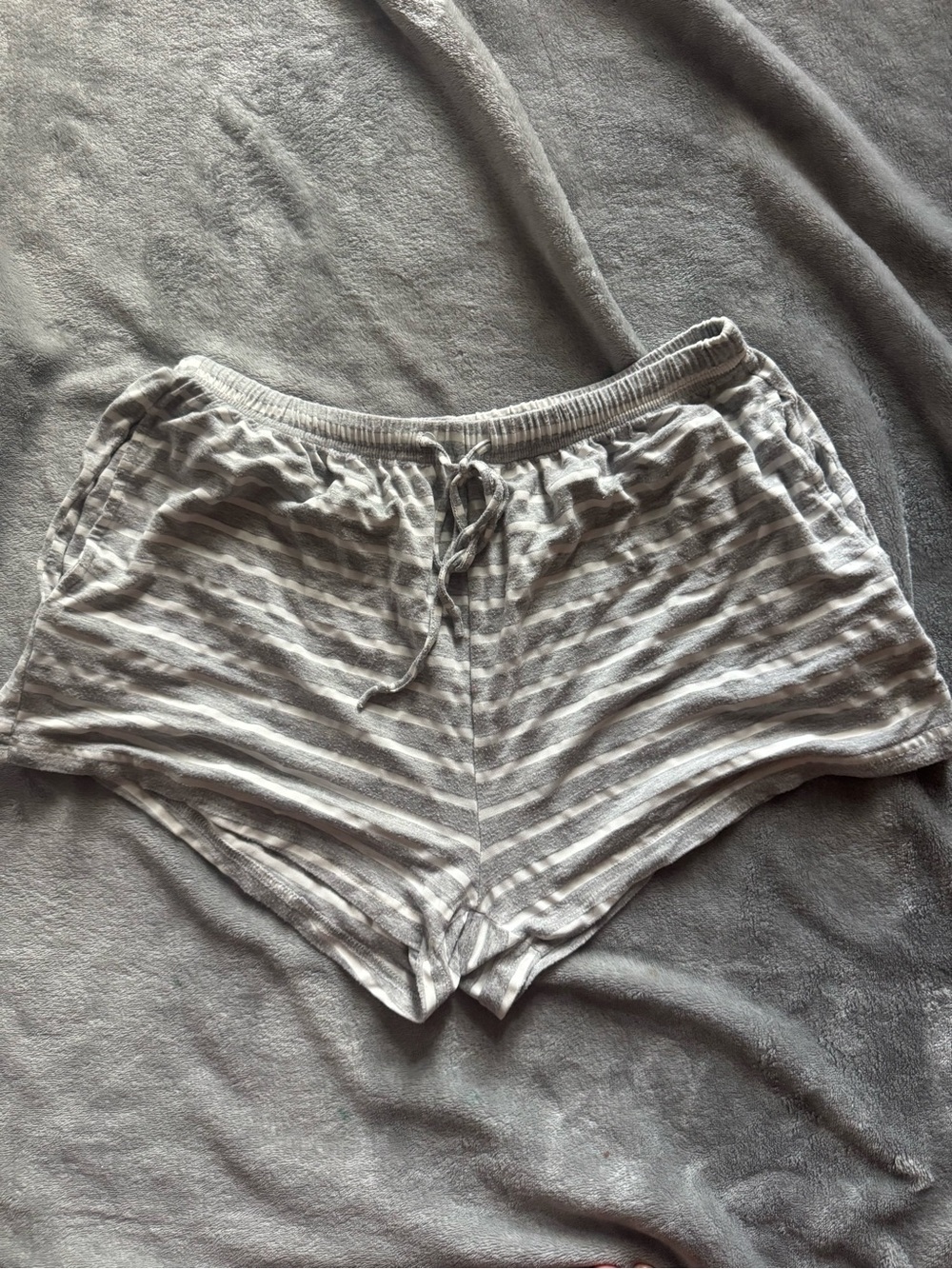Soft Striped Women's Lounge Shorts - Light Gray